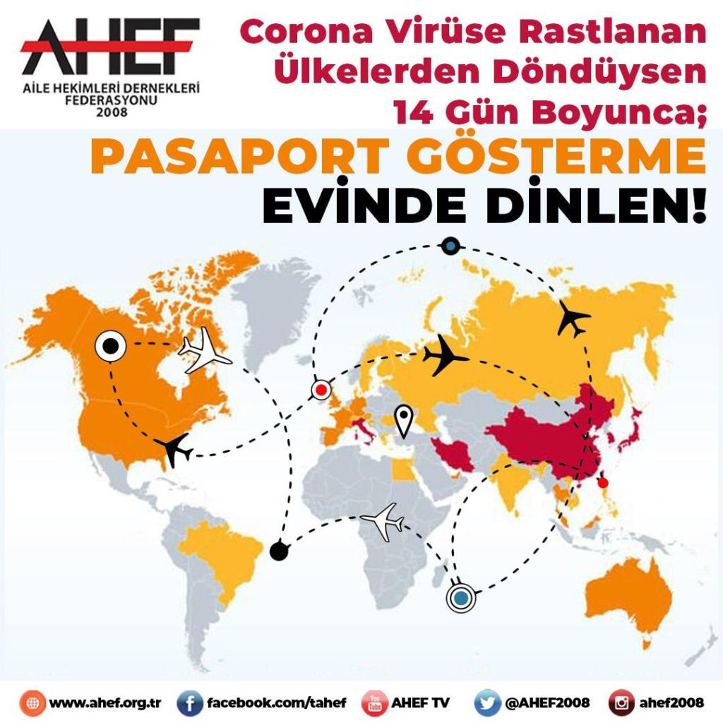 Corona Virüse Rastlanan Ülkelerden Döndüysen 14 Gün Boyunca; PASAPORT GÖSTERME EVİNDE DİNLEN!